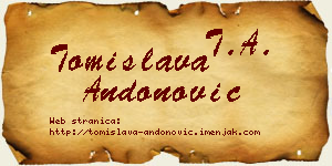 Tomislava Andonović vizit kartica
